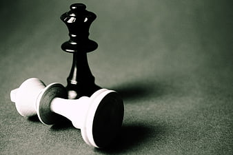 Black Chess King Standing Over Fallen White King