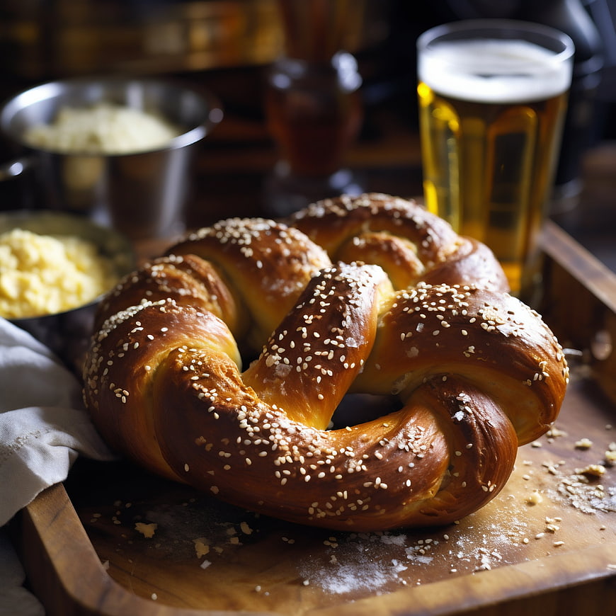 Giant Braided Pretzel with Beer and Cheese Dip