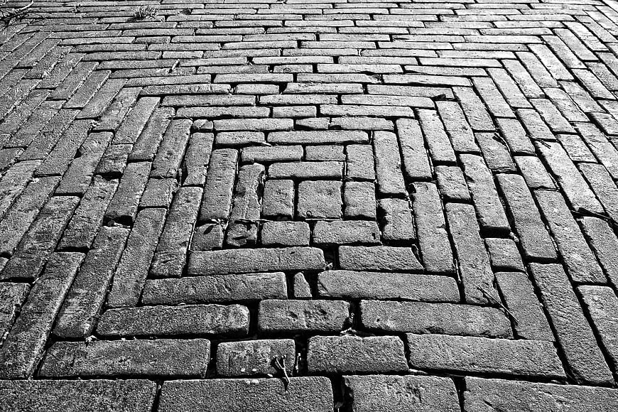 Black and White Cobblestone Street Texture Pattern