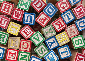 Colorful Wooden Alphabet Letter Blocks Close Up
