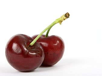 Fresh Red Cherries Isolated on White Background