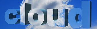 3D Cloud Text Against Blue Sky Background