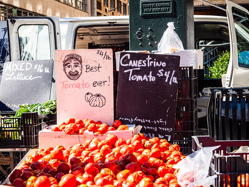Fresh Canestrino Tomatoes at Urban Farmers Market Stand