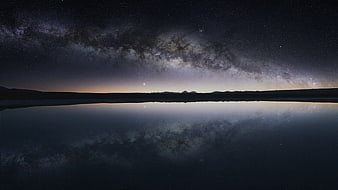 Milky Way Reflection in Atacama Salt Lake Night Sky