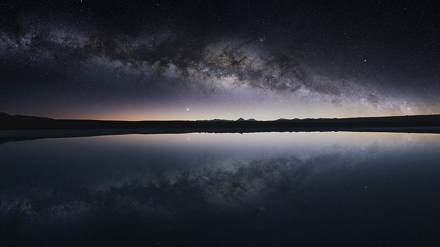 Milky Way Reflection in Atacama Salt Lake Night Sky