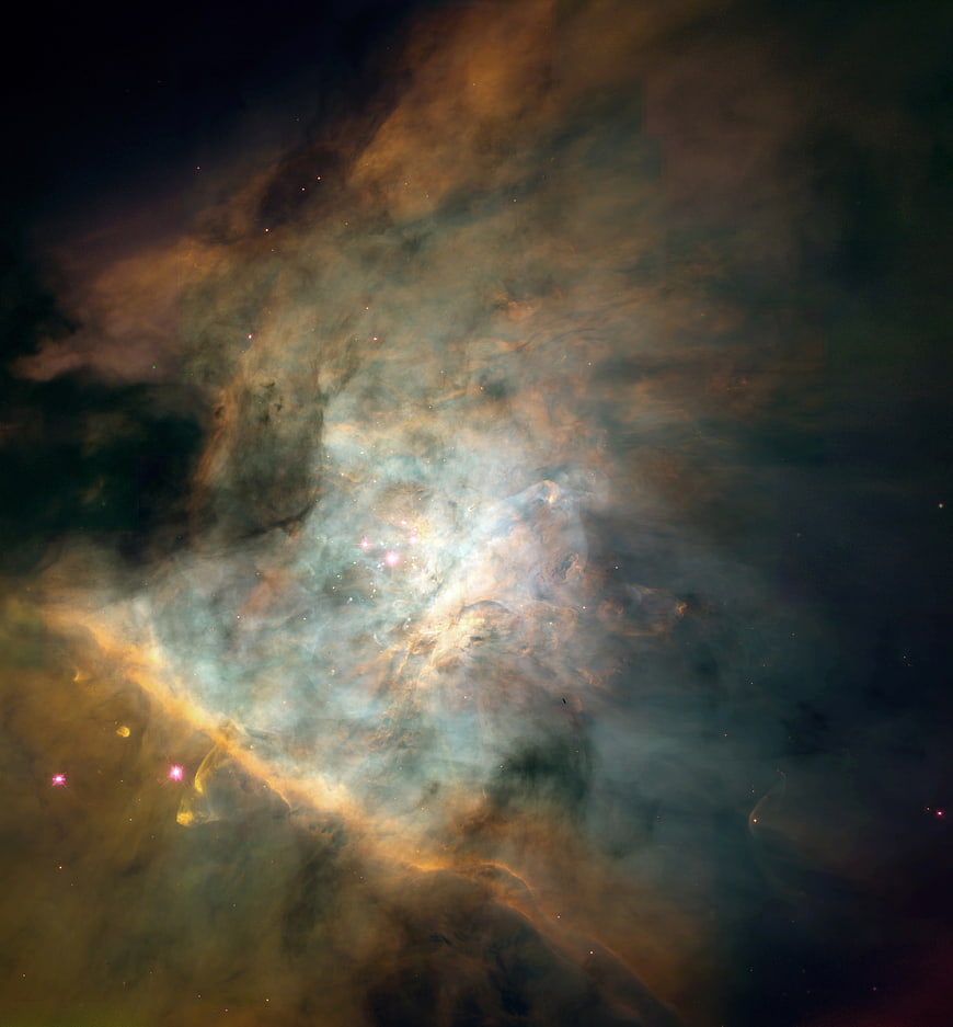 Colorful cosmic nebula with swirling gas clouds and stars