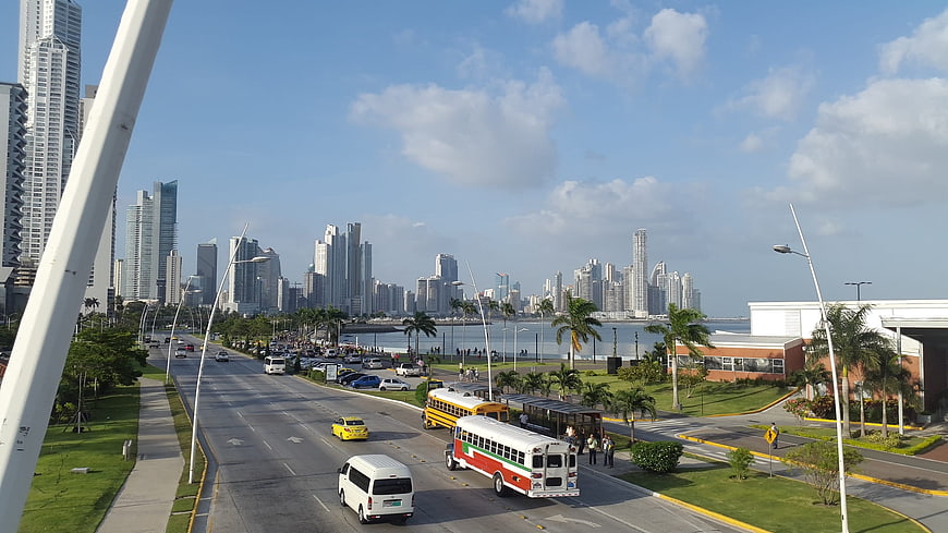 Panama City Skyline View From Cinta Costera Avenue