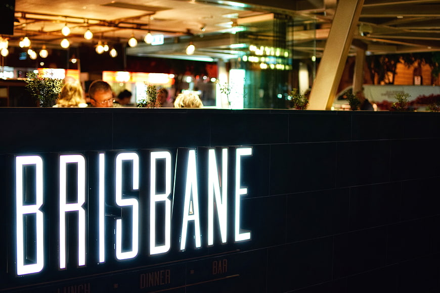Brisbane Restaurant Neon Sign at Night