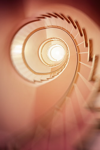 Abstract Spiral Staircase Looking Up Towards Light