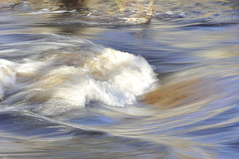 Abstract Flowing River Water Surface With White Foam And Motion Blur
