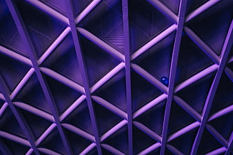 Abstract Geometric Architecture with Purple Neon Lighting
