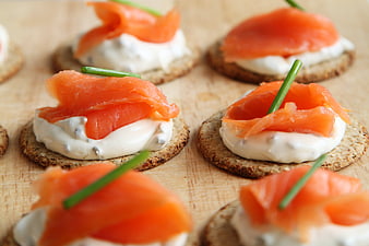 Smoked Salmon Canapes on Crackers with Cream Cheese