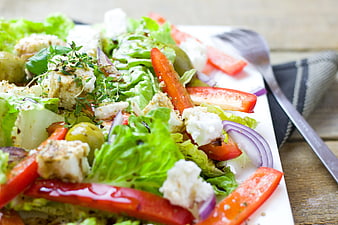 Fresh Greek Salad with Feta Cheese and Vegetables