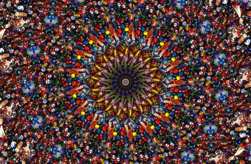 Colorful Beaded Kaleidoscope Pattern Background