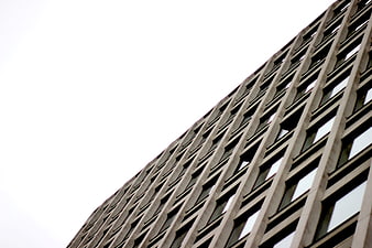 Low angle view of modern office building facade