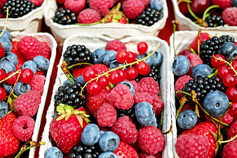 Fresh Mixed Berries in White Cardboard Containers