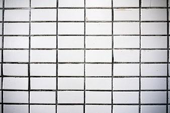 White Rectangular Tiles with Dark Grout Texture Background