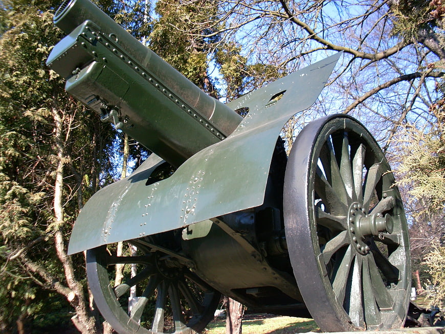 Historic Green Field Cannon in Park Setting