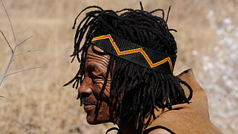 Profile Portrait of Indigenous Man with Traditional Headband
