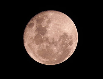 Full Moon Close Up Against Black Night Sky Background