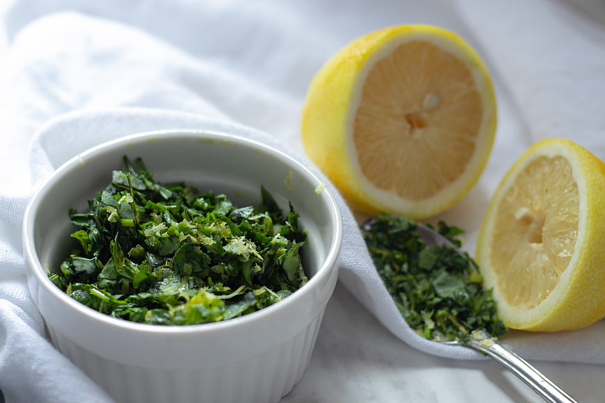 Fresh Basil and Cilantro Gremolata with Lemon