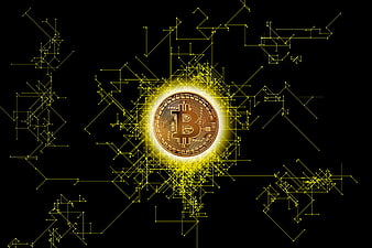 Bitcoin Coin With Digital Circuit Network On Black Background