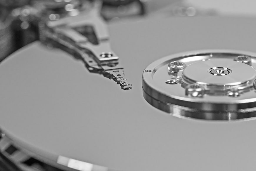 Close-up of Hard Drive Platter and Read-Write Head