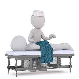 3D Render of Nurse Giving Massage on Treatment Table