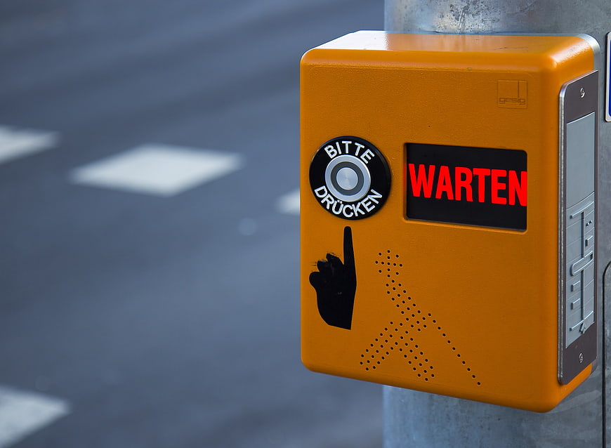 Orange Pedestrian Crossing Signal with Wait Display