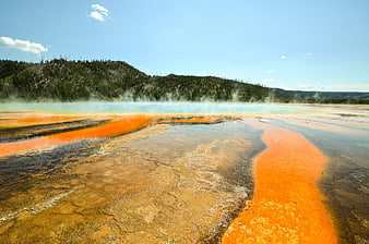 Vibrant Orange and Blue Hot Spring in Yellowstone National Park