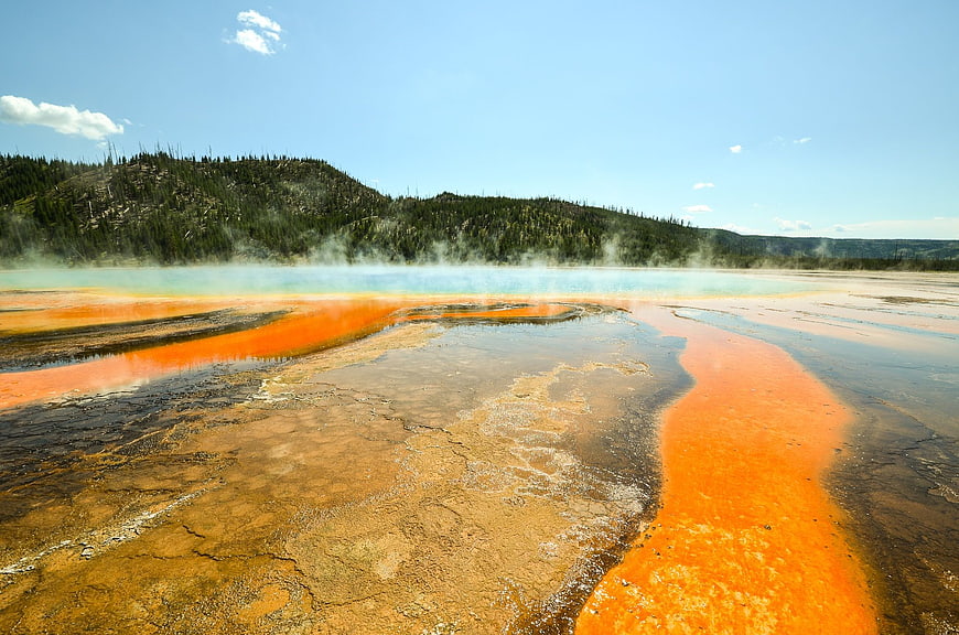 Vibrant Orange and Blue Hot Spring in Yellowstone National Park