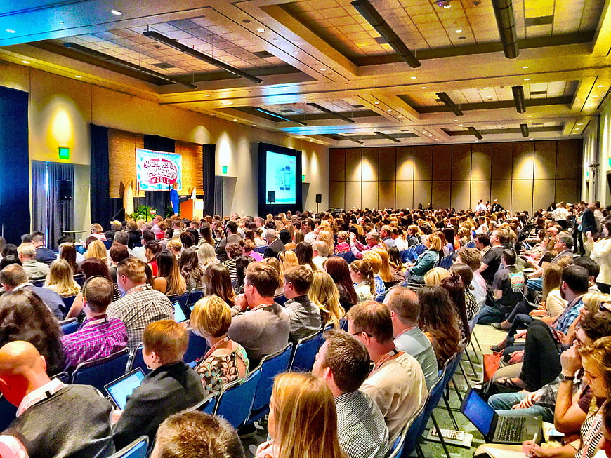 Large audience at a business conference seminar