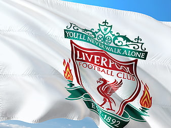 Liverpool FC Crest on Waving White Flag