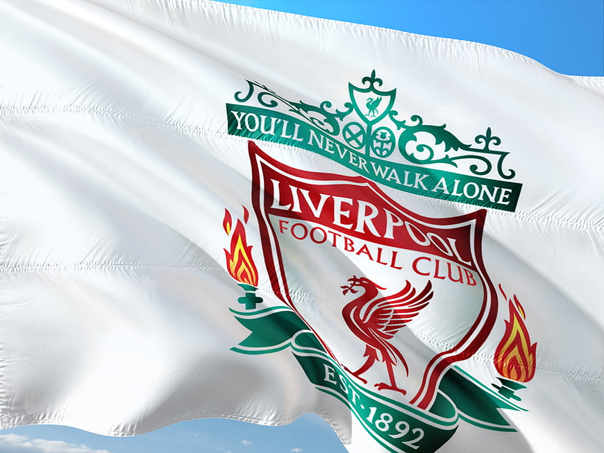 Liverpool FC Crest on Waving White Flag