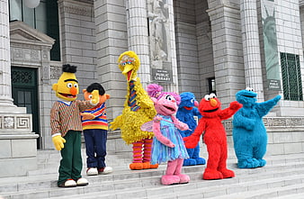 Sesame Street Muppets Group Photo at New York Public Library