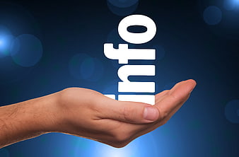 Hand Holding Info Text on Blue Background