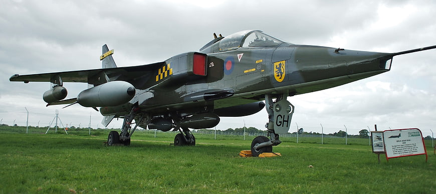 British Aerospace Sea Harrier military jet on display