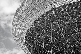 Low Angle View of Radio Telescope Dish Structure