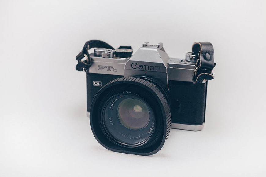 Vintage Canon FTb Film Camera on White Background