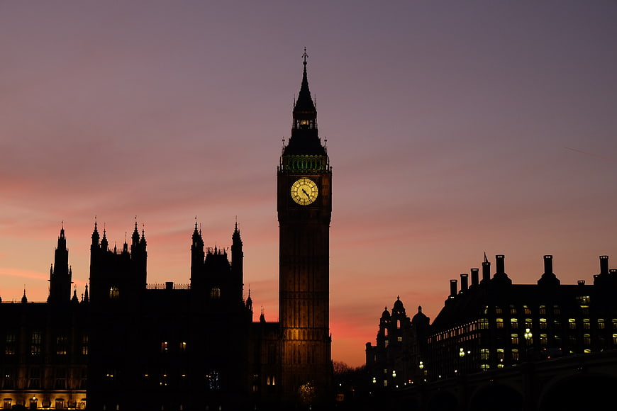 Big Ben and Houses of Parliament Silhouette at Sunset