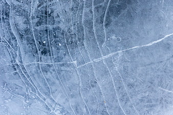 Abstract Blue Ice Texture with Cracks and Frozen Patterns