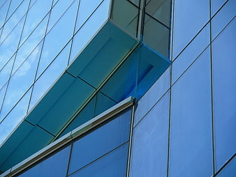 Abstract Blue Glass Modern Office Building Facade