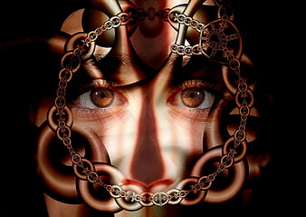 Abstract Mental Illness Concept with Chains and Eyes