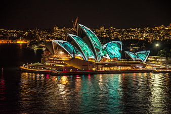 Sydney Opera House at Night with Vivid Light Projection