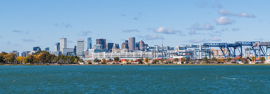 Panoramic View of Baltimore Skyline and Inner Harbor from Water