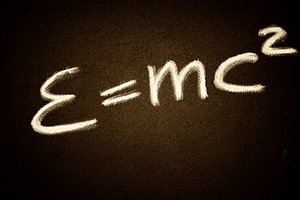 E=mc2 Formula Written in Chalk on Blackboard