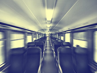 Motion Blur Interior of Empty Train Carriage