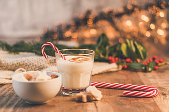 Cozy Christmas Hot Chocolate With Candy Canes And Marshmallows