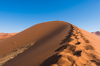 Vast Desert Sand Dune Ridge Under Clear Blue Sky