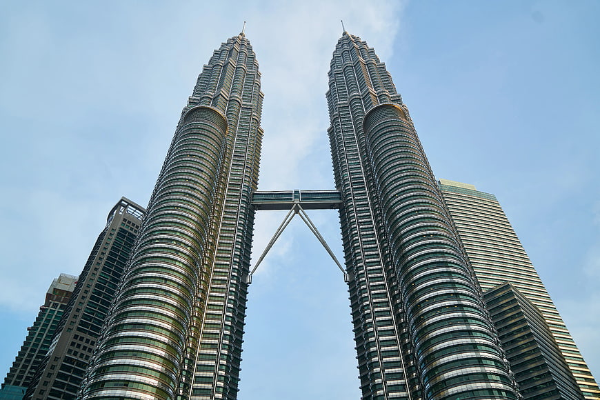 Low angle view of Petronas Twin Towers Kuala Lumpur